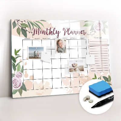 Tableau magnétique mural Agenda Rose