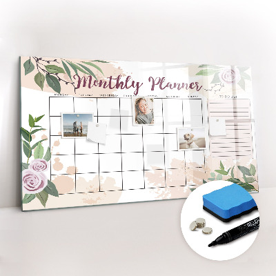 Tableau magnétique mural Agenda Rose