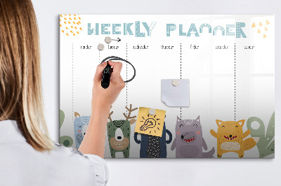 Tableau effaçable magnétique Agenda hebdomadaire pour enfants