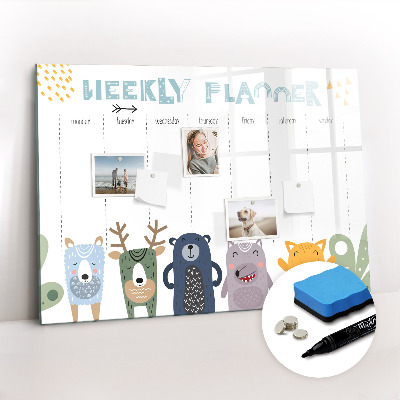 Tableau effaçable magnétique Agenda hebdomadaire pour enfants