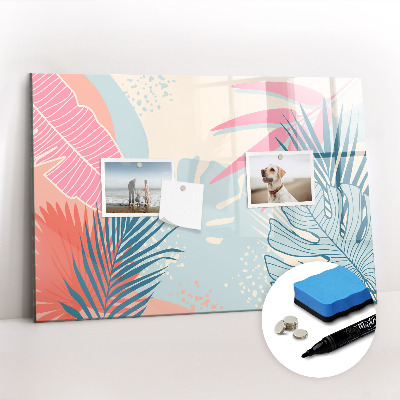 Tableau verre magnétique Feuilles pastel