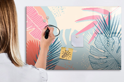 Tableau verre magnétique Feuilles pastel