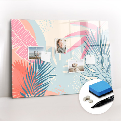 Tableau verre magnétique Feuilles pastel