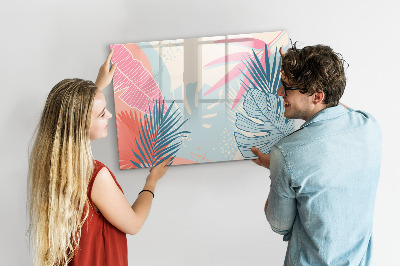 Tableau verre magnétique Feuilles pastel
