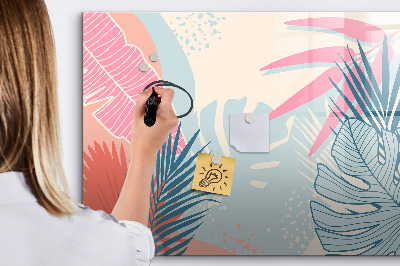 Tableau verre magnétique Feuilles pastel