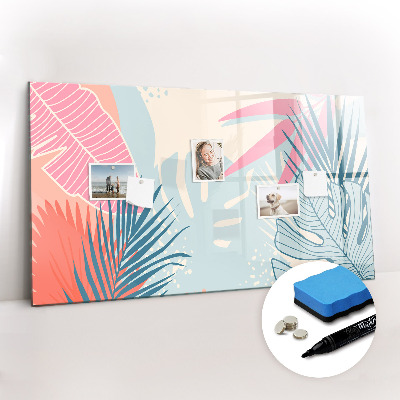 Tableau verre magnétique Feuilles pastel