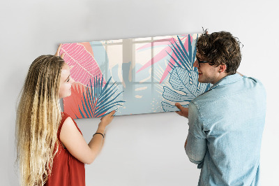 Tableau verre magnétique Feuilles pastel