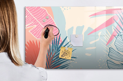 Tableau verre magnétique Feuilles pastel