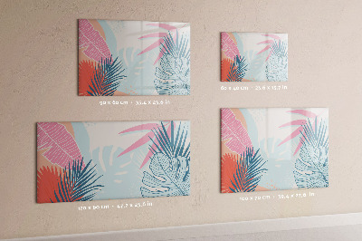 Tableau verre magnétique Feuilles pastel