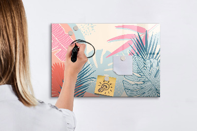 Tableau verre magnétique Feuilles pastel