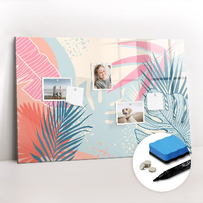 Tableau verre magnétique Feuilles pastel