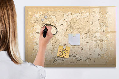 Tableau magnétique mural Carte du monde vintage