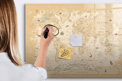 Tableau magnétique mural Carte du monde vintage