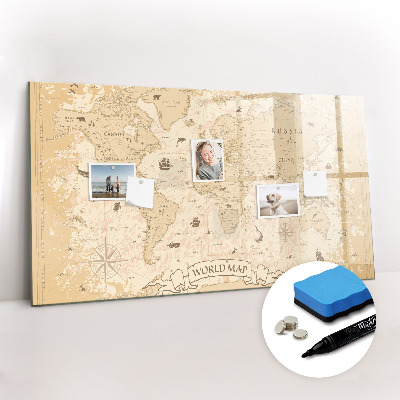 Tableau magnétique mural Carte du monde vintage