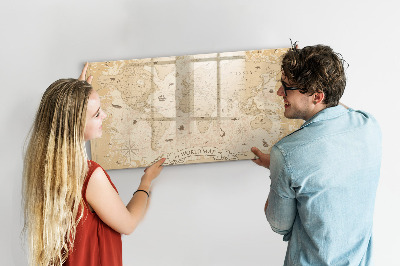 Tableau magnétique mural Carte du monde vintage