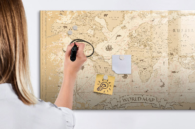 Tableau magnétique mural Carte du monde vintage
