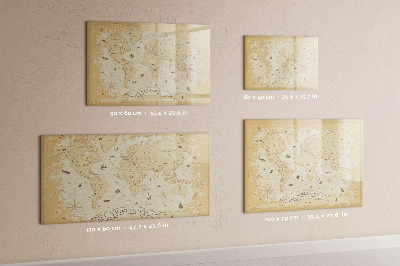 Tableau magnétique mural Carte du monde vintage