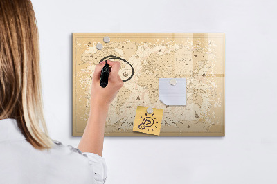 Tableau magnétique mural Carte du monde vintage