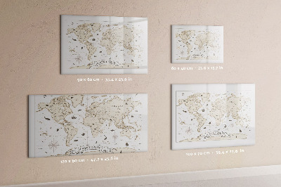 Tableau effaçable magnétique Carte du monde vintage