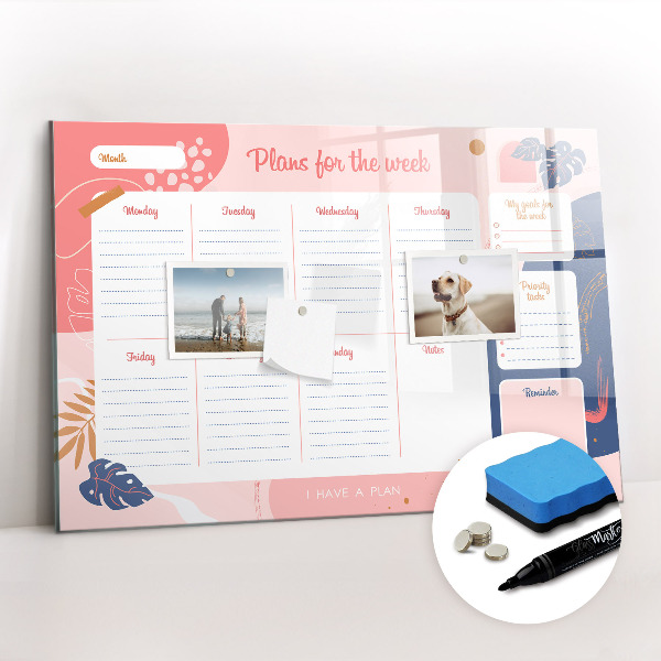 Tableau effaçable magnétique Agenda hebdomadaire