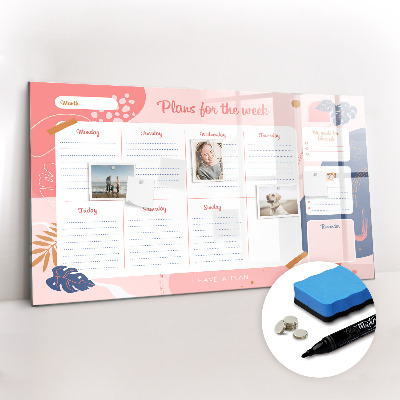 Tableau effaçable magnétique Agenda hebdomadaire