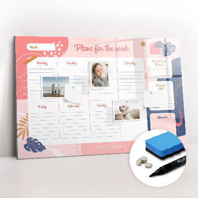 Tableau effaçable magnétique Agenda hebdomadaire