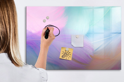 Tableau verre magnétique plumes colorées