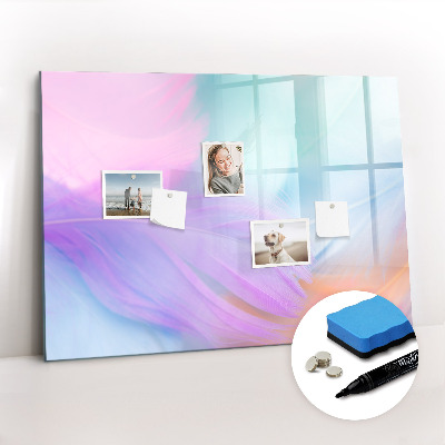 Tableau verre magnétique plumes colorées