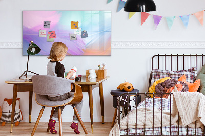 Tableau verre magnétique plumes colorées