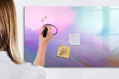 Tableau verre magnétique plumes colorées