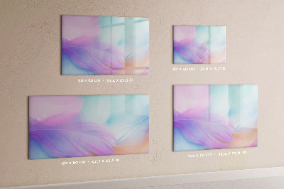 Tableau verre magnétique plumes colorées