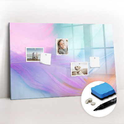 Tableau verre magnétique plumes colorées