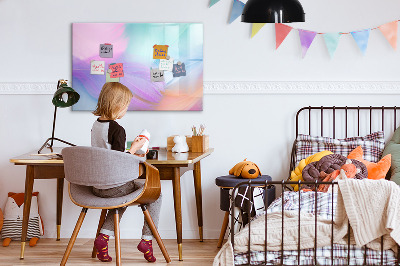 Tableau verre magnétique plumes colorées