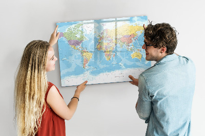 Tableau effaçable magnétique Carte politique du monde