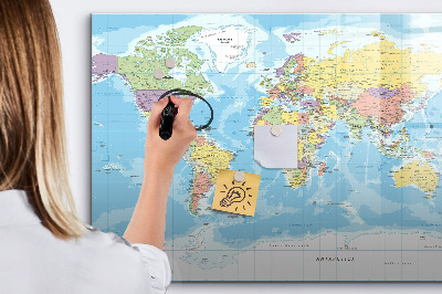 Tableau effaçable magnétique Carte politique du monde