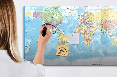 Tableau effaçable magnétique Carte politique du monde