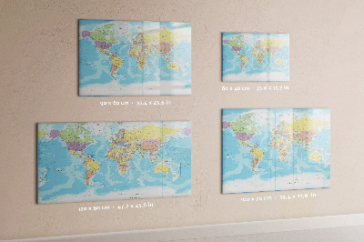 Tableau effaçable magnétique Carte politique du monde