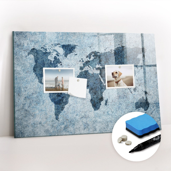 Tableau effaçable magnétique Carte peinte du monde