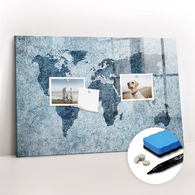 Tableau effaçable magnétique Carte peinte du monde
