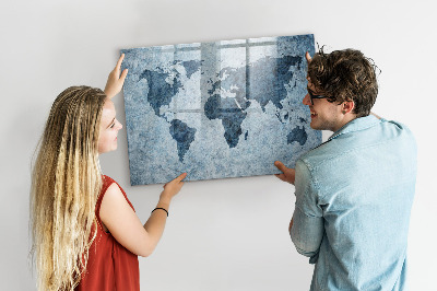 Tableau effaçable magnétique Carte peinte du monde