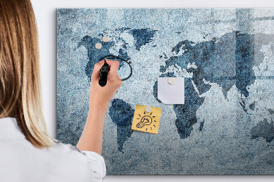 Tableau effaçable magnétique Carte peinte du monde