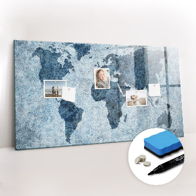 Tableau effaçable magnétique Carte peinte du monde