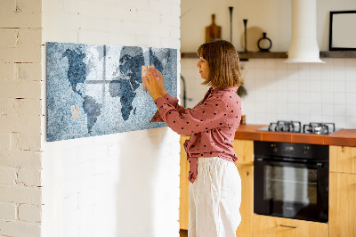 Tableau effaçable magnétique Carte peinte du monde