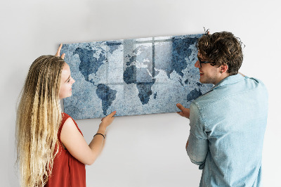 Tableau effaçable magnétique Carte peinte du monde