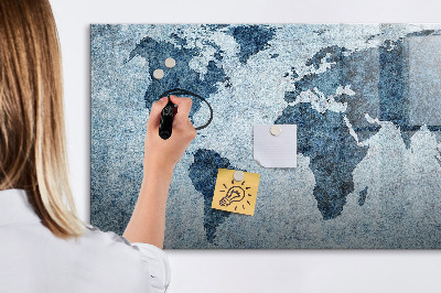 Tableau effaçable magnétique Carte peinte du monde