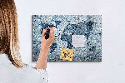 Tableau effaçable magnétique Carte peinte du monde