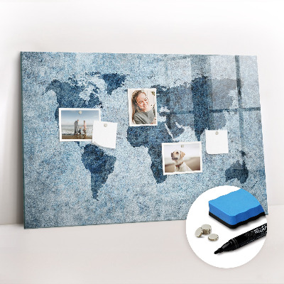 Tableau effaçable magnétique Carte peinte du monde