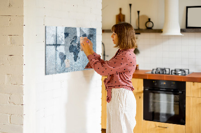 Tableau effaçable magnétique Carte peinte du monde