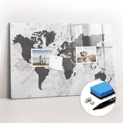 Tableau effaçable magnétique Carte du monde en béton