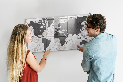 Tableau effaçable magnétique Carte du monde en béton